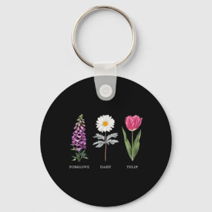 Floral Elegance Foxglove Daisy Tulip Design Sleutelhanger