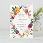 Floral Elegance herfst bruiloft uitnodiging (Staand voorkant)