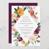 Floral Elegance herfst bruiloft uitnodiging (Voorkant / Achterkant)