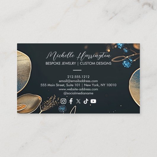 Floral Elegance Luxe Sieraden Designer Visitekaartje (Achterkant)