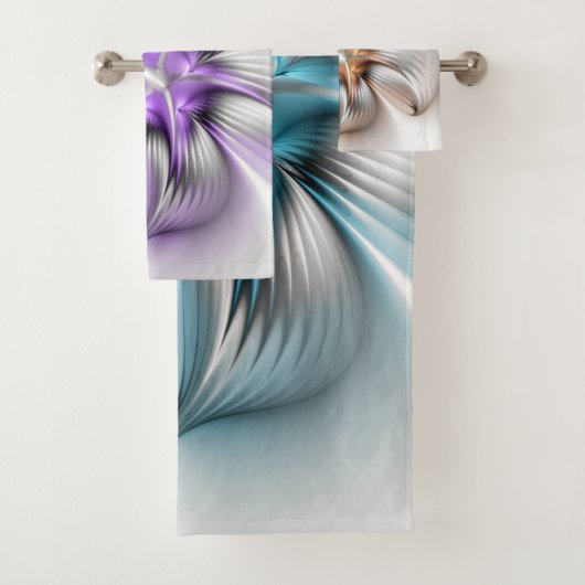 Floral Elegance Modern Abstract 3D Fractal Flower Bad Handdoek (Insitu)