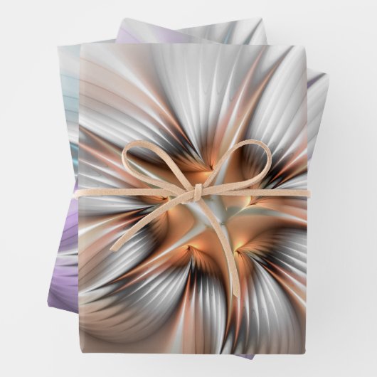 Floral Elegance Modern Abstract 3D Fractal Flower Inpakpapier Vel (In situ)