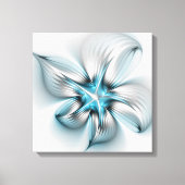 Floral Elegance Modern Abstract Blue Fractal Art Canvas Afdruk (Voorkant)