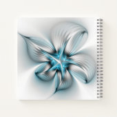 Floral Elegance Modern Abstract Blue Fractal Art Notitieboek (Achterkant)