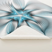Floral Elegance Modern Abstract Blue Fractal Art Sherpa Deken (3/4)