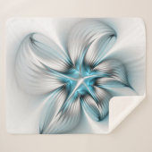 Floral Elegance Modern Abstract Blue Fractal Art Sherpa Deken (Voorkant (horizontaal))