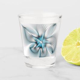 Floral Elegance Modern Abstract Blue Fractal Art Shot Glas