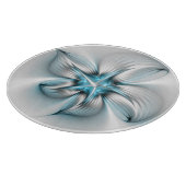 Floral Elegance Modern Abstract Blue Fractal Art Snijplank (Hoek)