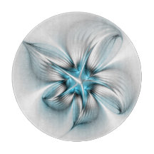 Floral Elegance Modern Abstract Blue Fractal Art