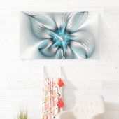 Floral Elegance Modern Abstract Blue Fractal Art Spandoek (Insitu)