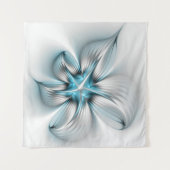 Floral Elegance Modern Abstract Blue Fractal Art Wandkleed (Voorkant (horizontaal))