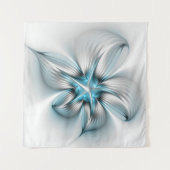 Floral Elegance Modern Abstract Blue Fractal Art Wandkleed (Voorkant)