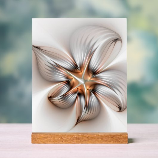 Floral Elegance Modern Abstract Fractal Art Acryl Bord (Neutraal)