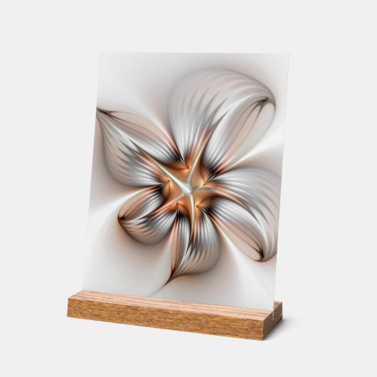 Floral Elegance Modern Abstract Fractal Art Acryl Bord (Hoek)