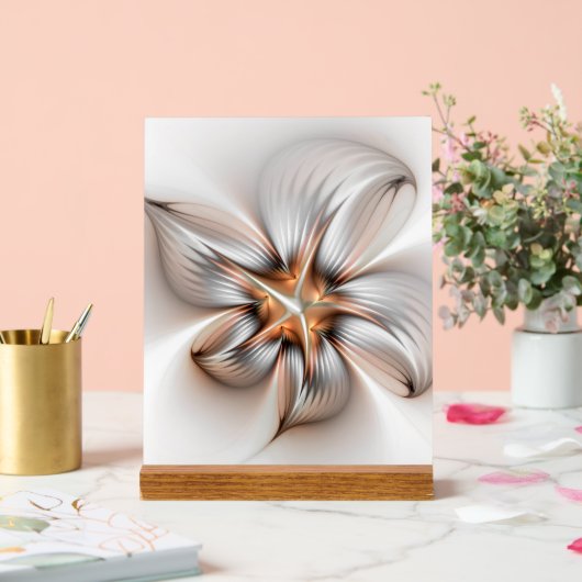Floral Elegance Modern Abstract Fractal Art Acryl Bord (Huwelijk)