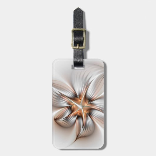 Floral Elegance Modern Abstract Fractal Art Bagagelabel (Voorkant verticaal)