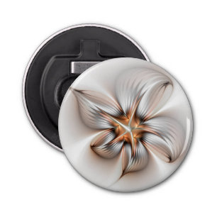Floral Elegance Modern Abstract Fractal Art Button Flesopener