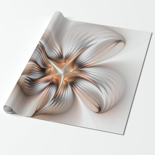 Floral Elegance Modern Abstract Fractal Art Cadeaupapier (Uitgerold)