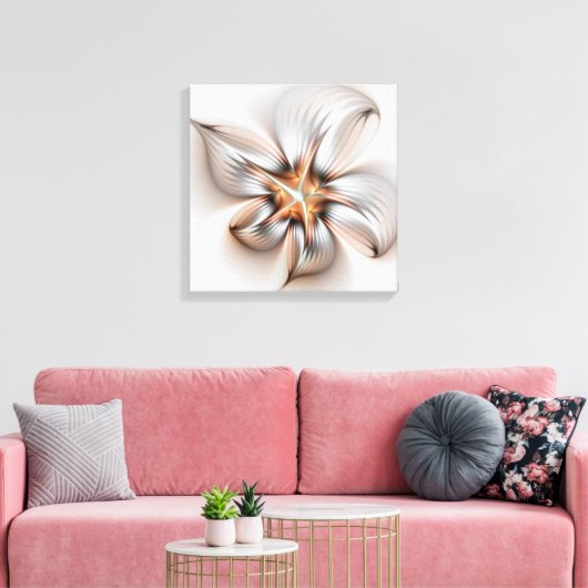 Floral Elegance Modern Abstract Fractal Art Canvas Afdruk (Insitu (Woonkamer))