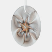 Floral Elegance Modern Abstract Fractal Art Glas Ornament (Voorkant links)