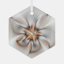 Floral Elegance Modern Abstract Fractal Art Glas Ornament