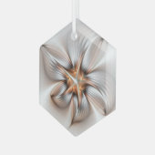Floral Elegance Modern Abstract Fractal Art Glas Ornament (Voorkant links)
