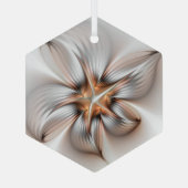 Floral Elegance Modern Abstract Fractal Art Glas Ornament (Achterkant)