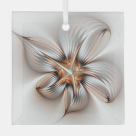 Floral Elegance Modern Abstract Fractal Art Glas Ornament