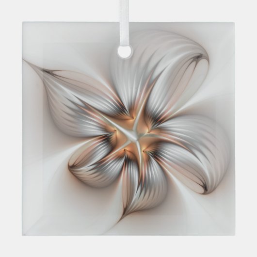 Floral Elegance Modern Abstract Fractal Art Glas Ornament (Voorkant)