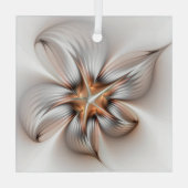 Floral Elegance Modern Abstract Fractal Art Glas Ornament (Achterkant)