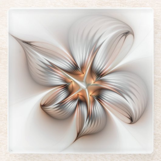 Floral Elegance Modern Abstract Fractal Art Glazen Onderzetter (Voorkant)