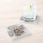 Floral Elegance Modern Abstract Fractal Art Glazen Onderzetter (Schuin)