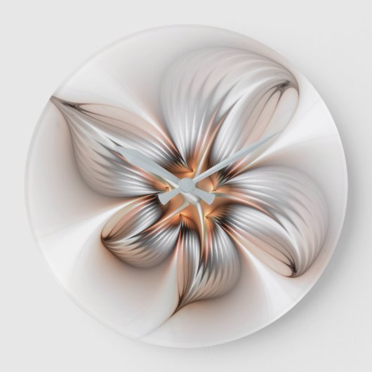 Floral Elegance Modern Abstract Fractal Art Grote Klok (Voorkant)