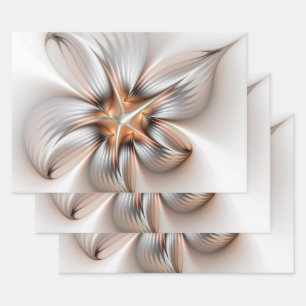 Floral Elegance Modern Abstract Fractal Art Inpakpapier Vel
