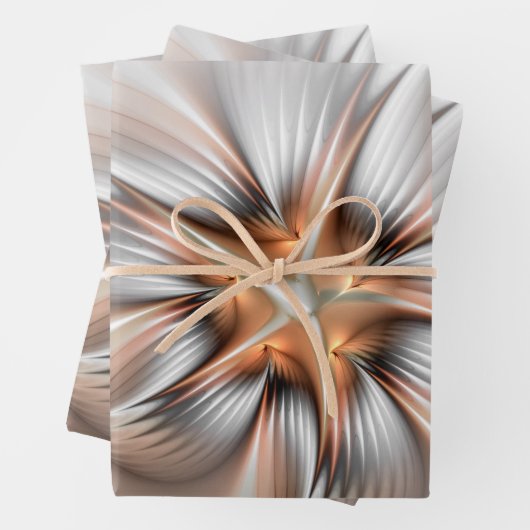 Floral Elegance Modern Abstract Fractal Art Inpakpapier Vel (In situ)