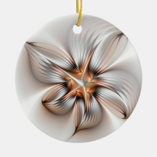 Floral Elegance Modern Abstract Fractal Art Keramisch Ornament (Voorkant)