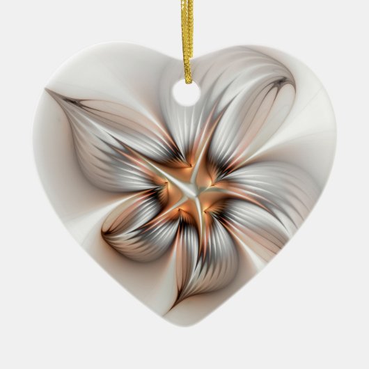 Floral Elegance Modern Abstract Fractal Art Keramisch Ornament (Voorkant)