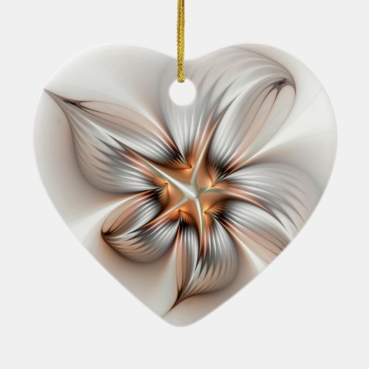 Floral Elegance Modern Abstract Fractal Art Keramisch Ornament (Achterkant)