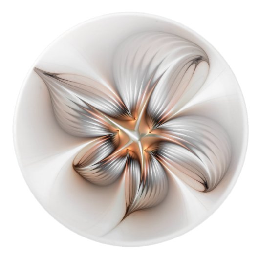 Floral Elegance Modern Abstract Fractal Art Keramische Knop (Voorkant)