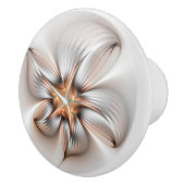 Floral Elegance Modern Abstract Fractal Art Keramische Knop (Rechts)