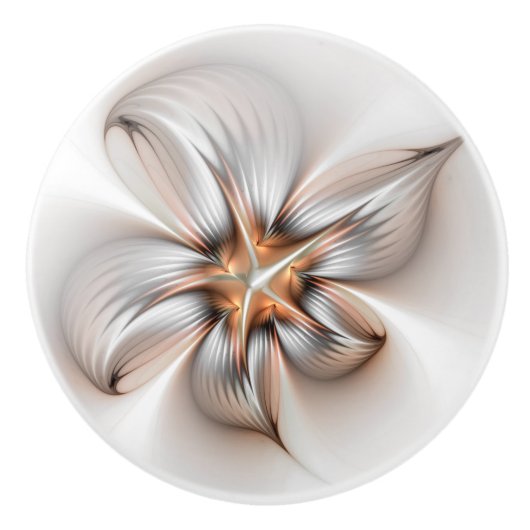 Floral Elegance Modern Abstract Fractal Art Keramische Knop (Voorkant)