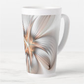 Floral Elegance Modern Abstract Fractal Art Latte Mok (Rechterhoek)