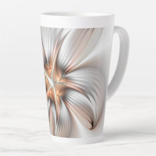 Floral Elegance Modern Abstract Fractal Art Latte Mok