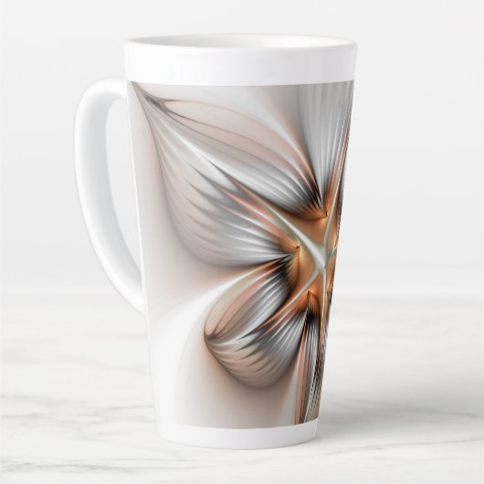 Floral Elegance Modern Abstract Fractal Art Latte Mok (Linkerhoek)