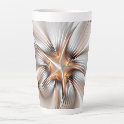 Floral Elegance Modern Abstract Fractal Art Latte Mok (Voorkant)