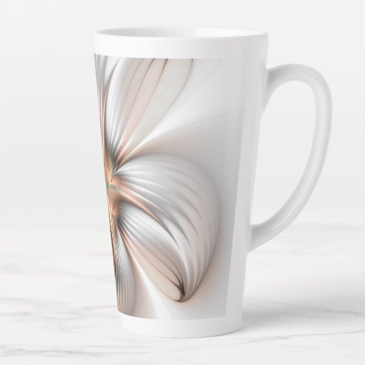Floral Elegance Modern Abstract Fractal Art Latte Mok (Rechts)