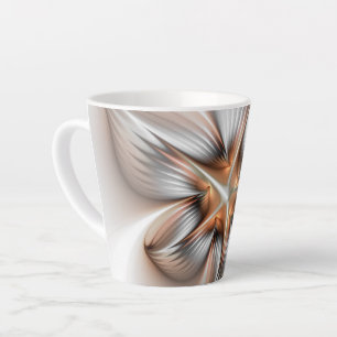 Floral Elegance Modern Abstract Fractal Art Latte Mok