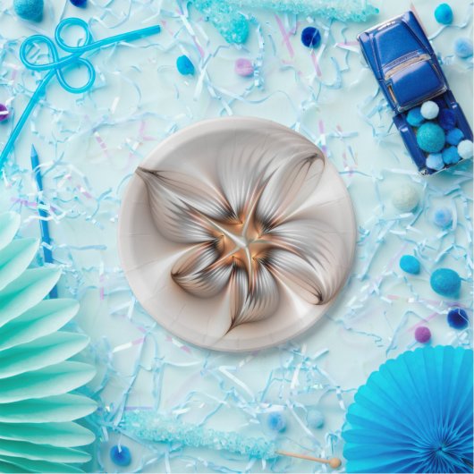 Floral Elegance Modern Abstract Fractal Art Papieren Bordje (Feest)