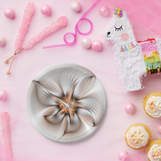 Floral Elegance Modern Abstract Fractal Art Papieren Bordje (Feest)