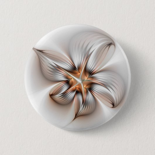 Floral Elegance Modern Abstract Fractal Art Ronde Button 5,7 Cm (Voorkant)